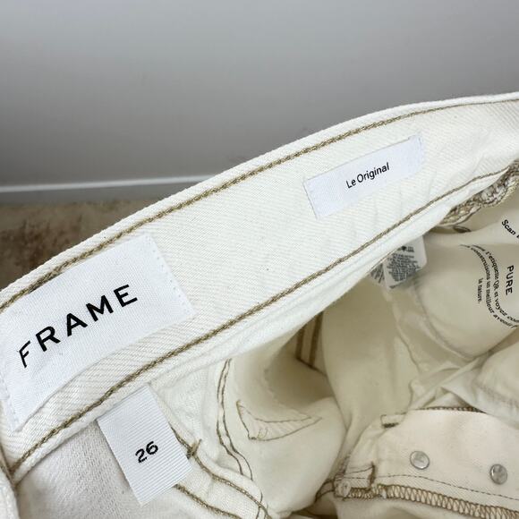 Frame Le Original Straight Leg Jeans High Waist Off White Rips Womens US 26 NWT - Picture 5 of 12